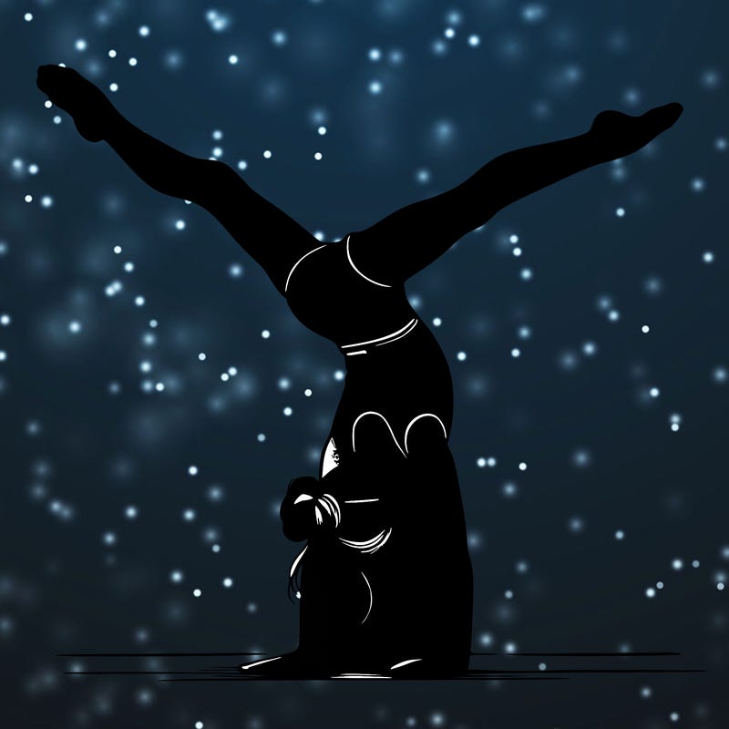 realistic gymnastic hand stand girl in four splits