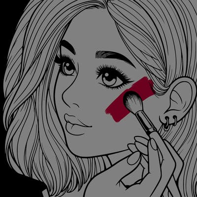 a realistic girl doing her makeup