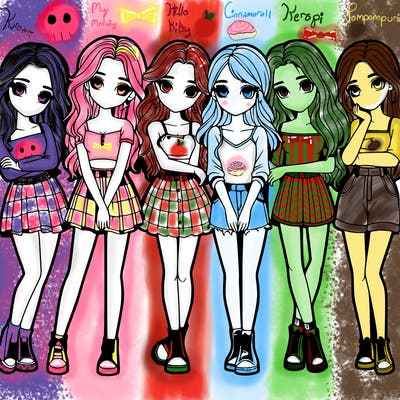 a group of girls realistic