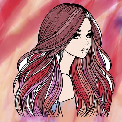 realistic girl with long realistic hair