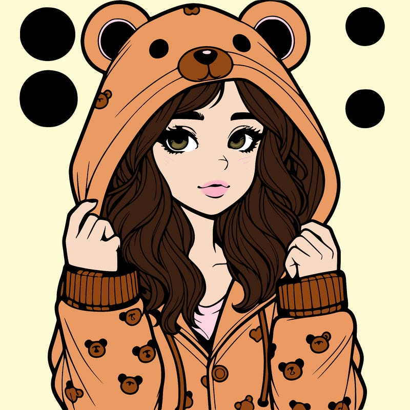 realistic girl in a animal pjs hoodie