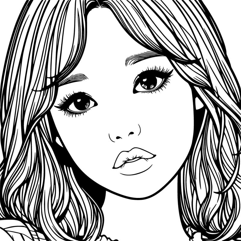 realistic korean girl with in my eyes and filled lips