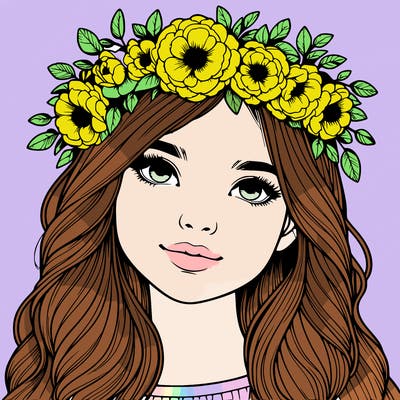 realistic girl with flower crown