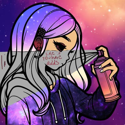 a realistic girl spray painting