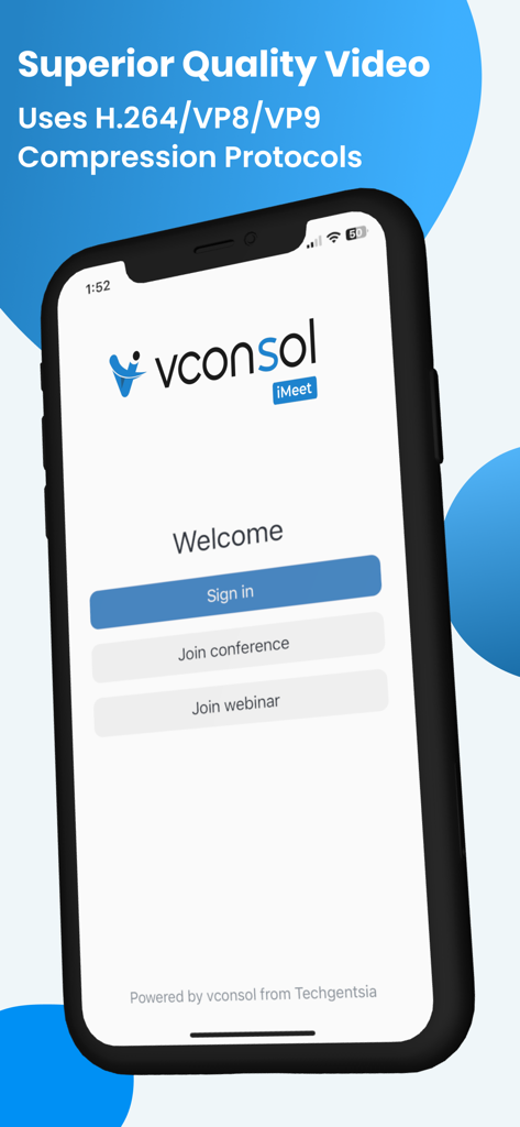 Vconsol iMeetスマートフォンウェルカムスクリーン、高品質ビデオ圧縮機能付き