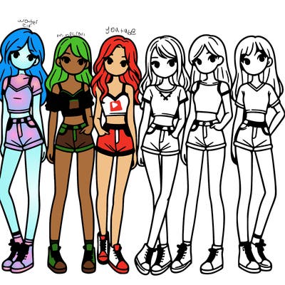 a group of girls wearing crop tops and shorts