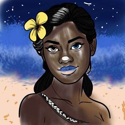 a realistic polynesian woman with a samoan pacific look and a taupou