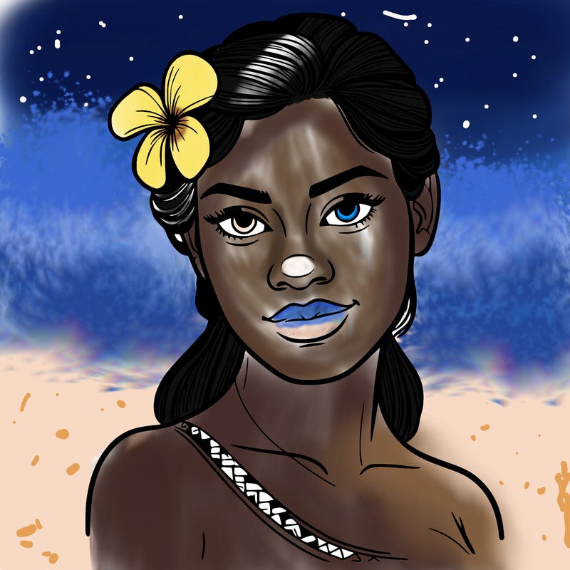 a realistic polynesian woman with a samoan pacific look and a taupou