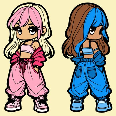 girl in crop top and baggy pants