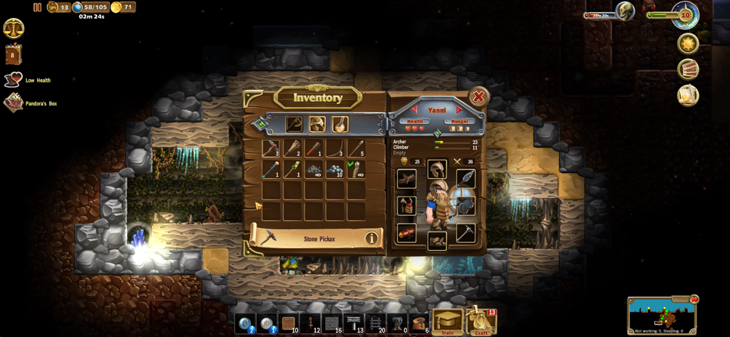 Craft The World-Pocket Edition - Inventory and character equipment screen in Craft The World Pocket Edition