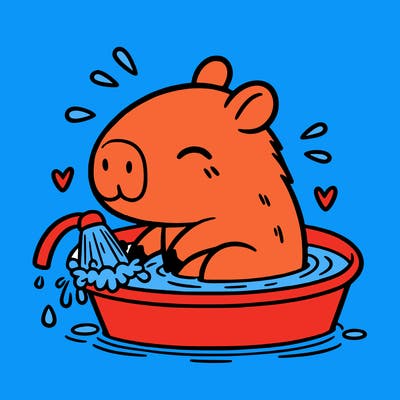 capybara taking a bath