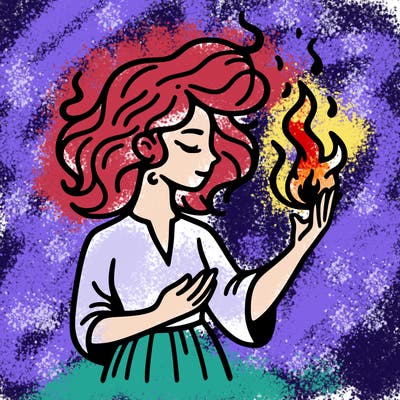 woman with fire