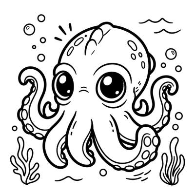 Introduce your little one to the wonders of the deep sea with this delightful octopus coloring page. Designed with ultra-thick lines and large areas, it's perfect for tiny hands learning to color.