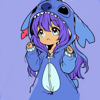 anime girl in a stitch onsie