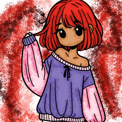 girl in baggy sweater hanging off her shoulder