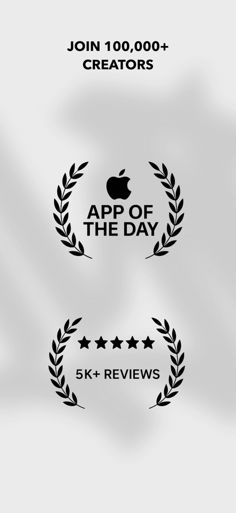 Prêmios do aplicativo FLYP Fashion Design Studio mostrando o Apple App of the Day e mais de 5.000 avaliações de cinco estrelas