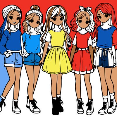 a group of five girls