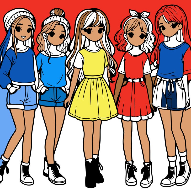 a group of five girls