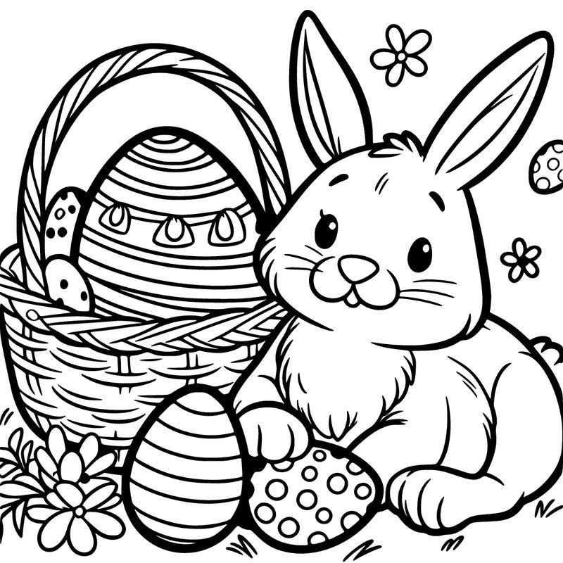 a rabbit and some easter eggs