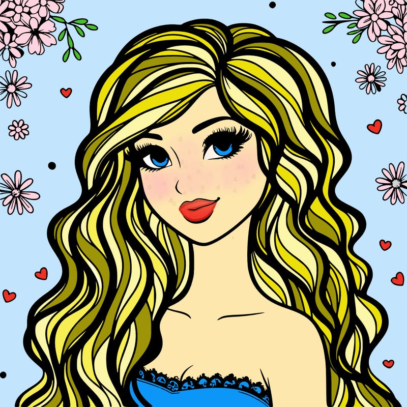 pretty woman with long wavy hair