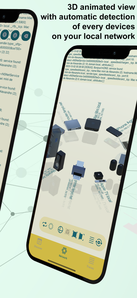 WiFi Network Tools & Maps - 3D animated view of local network devices on the WiFi Network Tools app