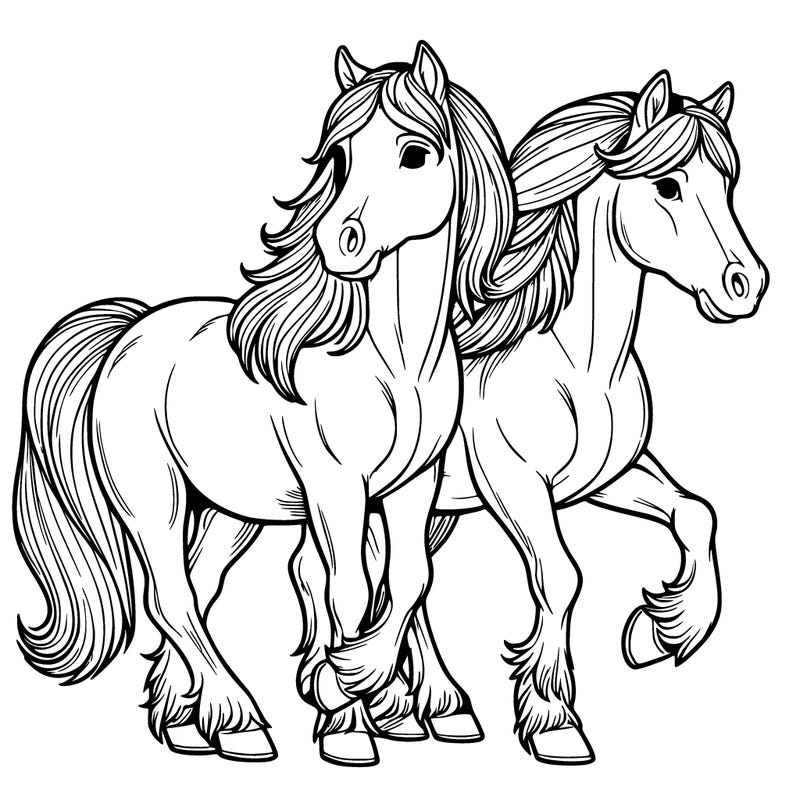 two realistic horses palomino