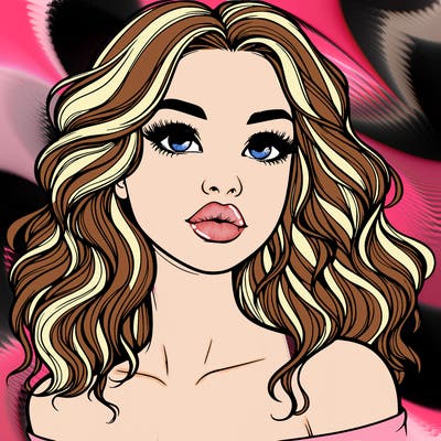 realistic girl with wavy hair and lips