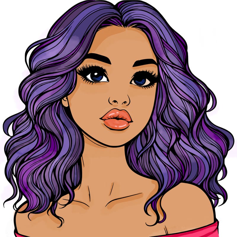 realistic girl with wavy hair and lips