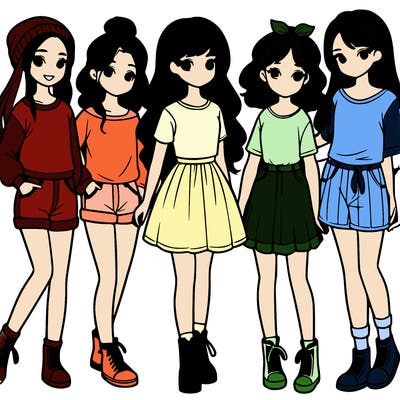 a group of five girls