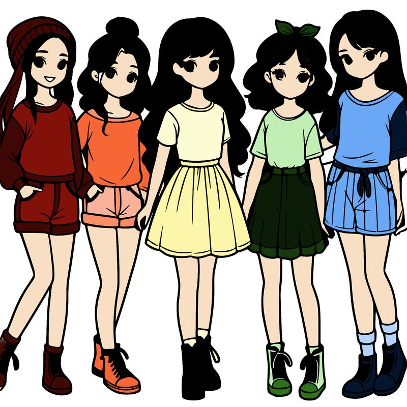 a group of five girls