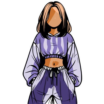 realistic girl faceless with baggy pants and a crop top