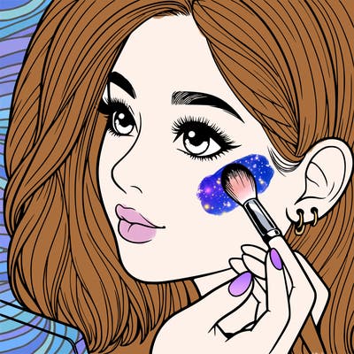 a realistic girl doing her makeup