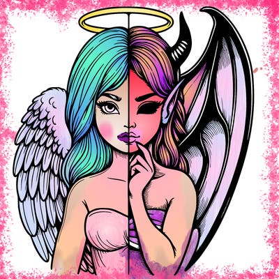 realistic angel half demon