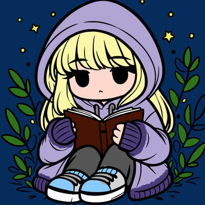 girl in oversized hoodie reading a book