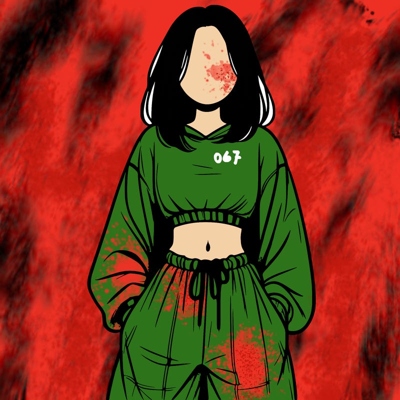 realistic girl faceless with baggy pants and a crop top