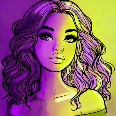 realistic girl with wavy hair and lips