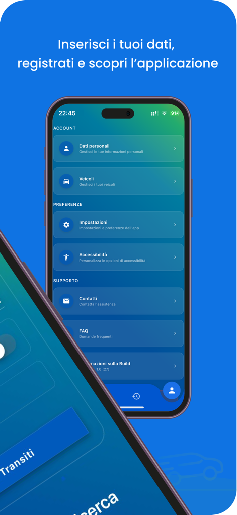 FreeFlow A33 - Smartphone displaying the account settings and support menu of the FreeFlow A33 mobile app
