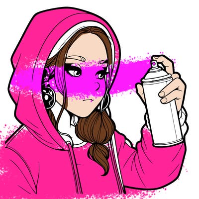 a realistic girl, spray painting