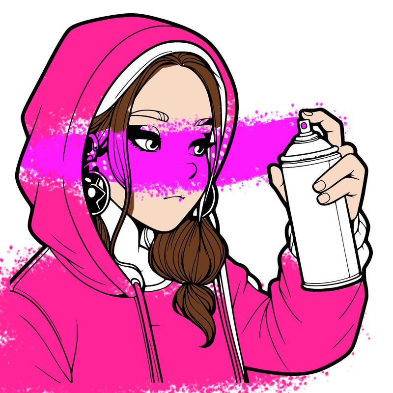 a realistic girl, spray painting