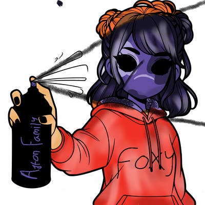 realistic girl is spray painting