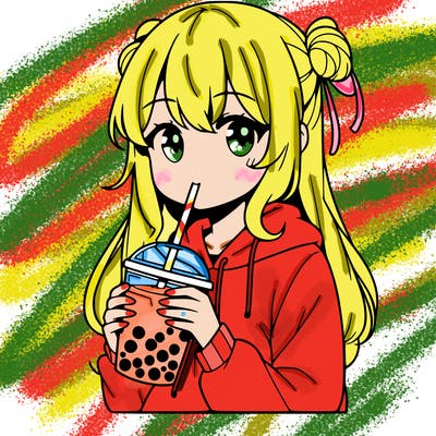 anime girl drinking boba tea