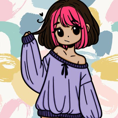 girl in baggy sweater hanging off her shoulder