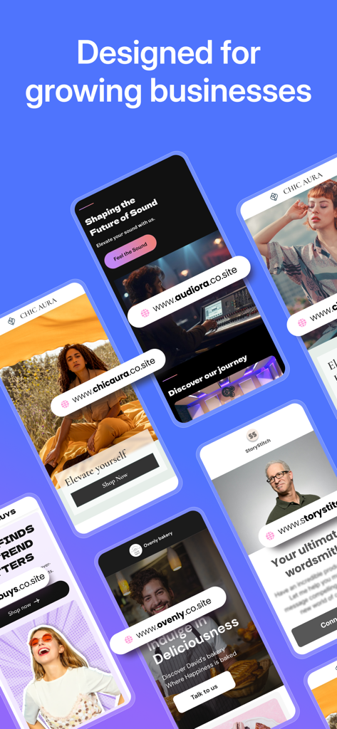 Neo Email & AI Site Creator - Une vitrine de conceptions de sites Web mobiles pour diverses entreprises professionnelles créées avec Neo AI Site Creator