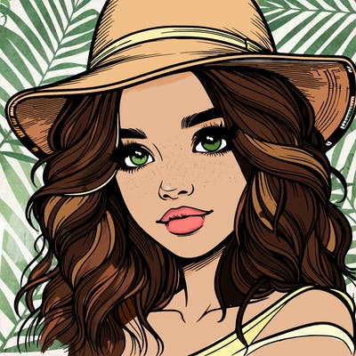 realistic girl with hat