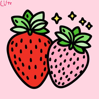 strawberry, line art simple