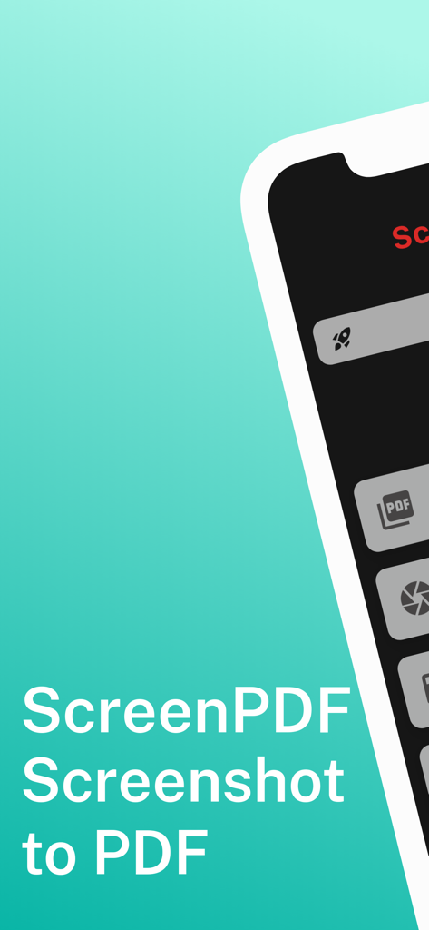 ScreenPDFモバイルアプリインターフェース、スクリーンショットや画像をプロフェッショナルなPDFドキュメントに変換するため