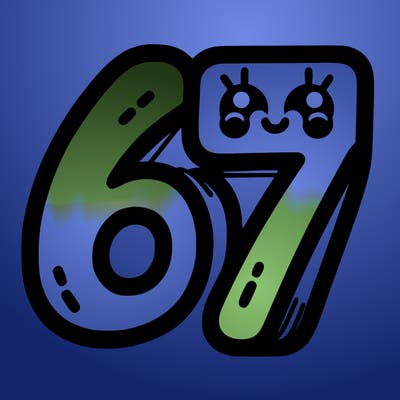 the numbers 67
