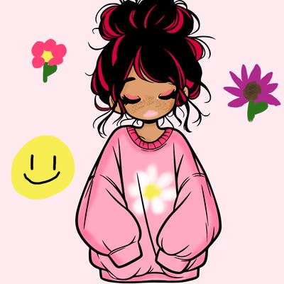 girl with baggy sweatshirt and messy bun