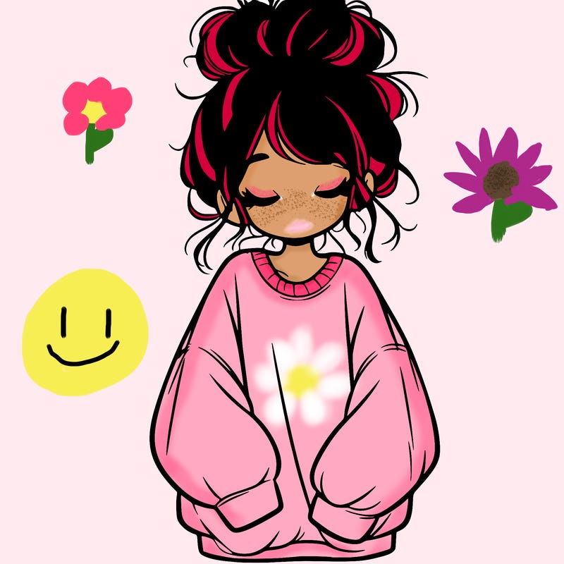 girl with baggy sweatshirt and messy bun