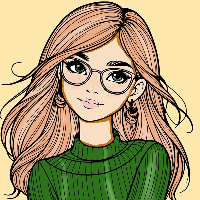realistic girl with glasses